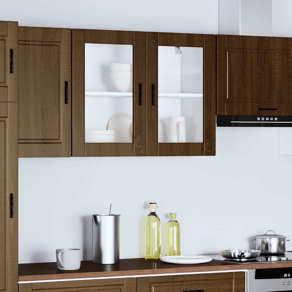 Kjøkkeninnredning Overskap Porto Brun Eik med glassdør