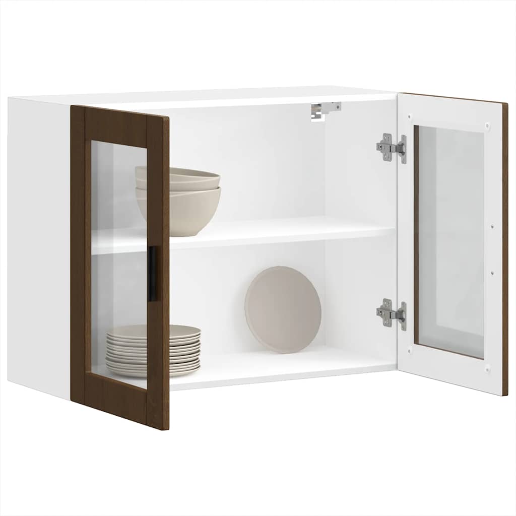 Kjøkkeninnredning Overskap Porto Brun Eik med glassdør