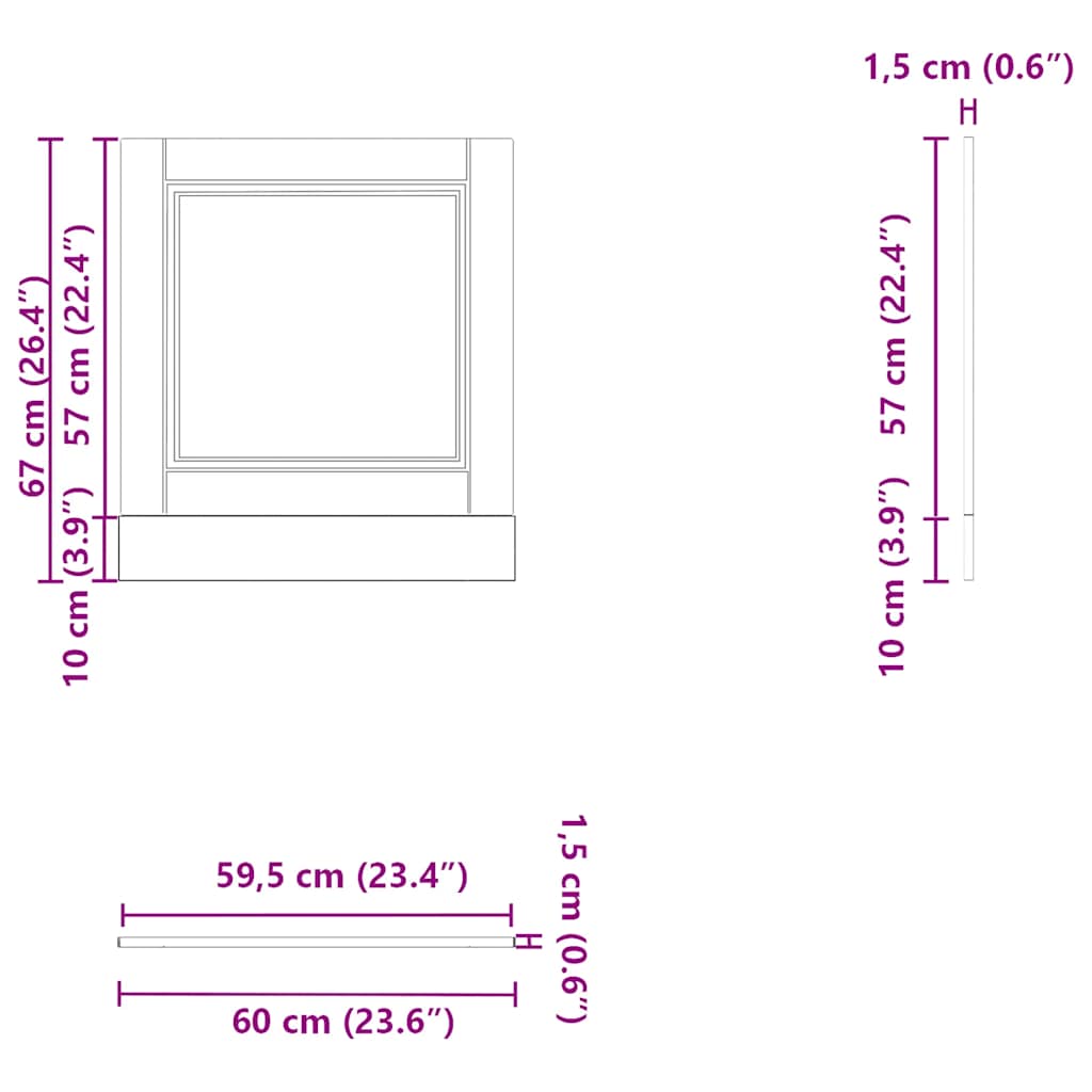 Kjøkkeninnredning Underskap Oppvaskmaskin panel Artisan Eik 60x1,5x67 cm