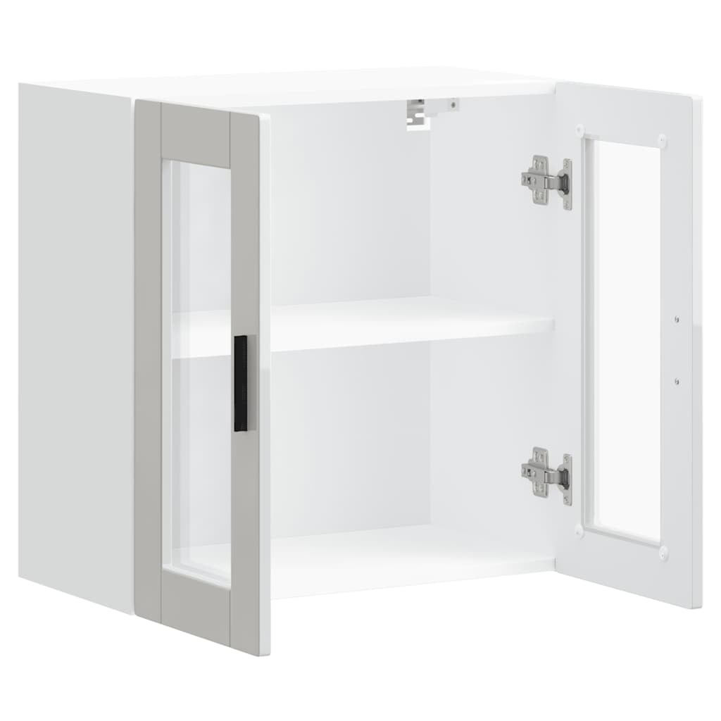 Kjøkkeninnredning Overskap Porto Høyglans Hvit med glassdør