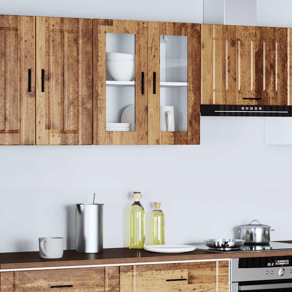 Kjøkkeninnredning Overskap med glassdør Porto Gammelt tre