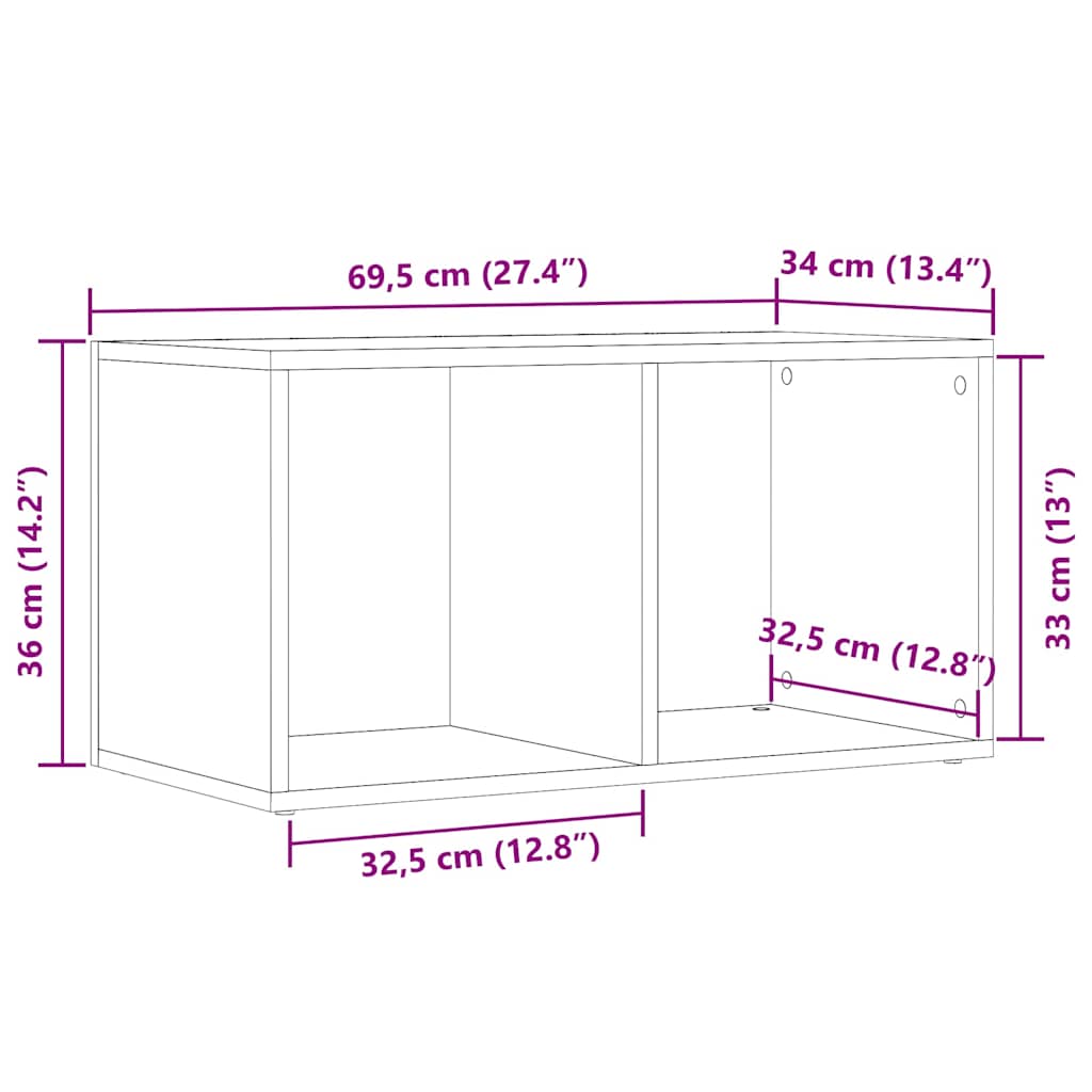 Oppbevaringskiste Gammelt Tre 69,5x34x36 cm