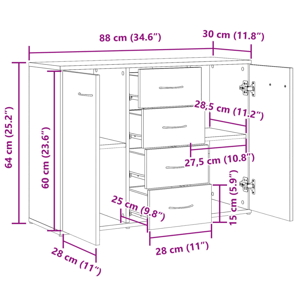 Skjenk Gammelt Tre 88x30x64 cm