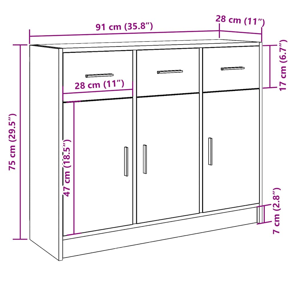 Skjenk Artisan Eik 91x28x75 cm
