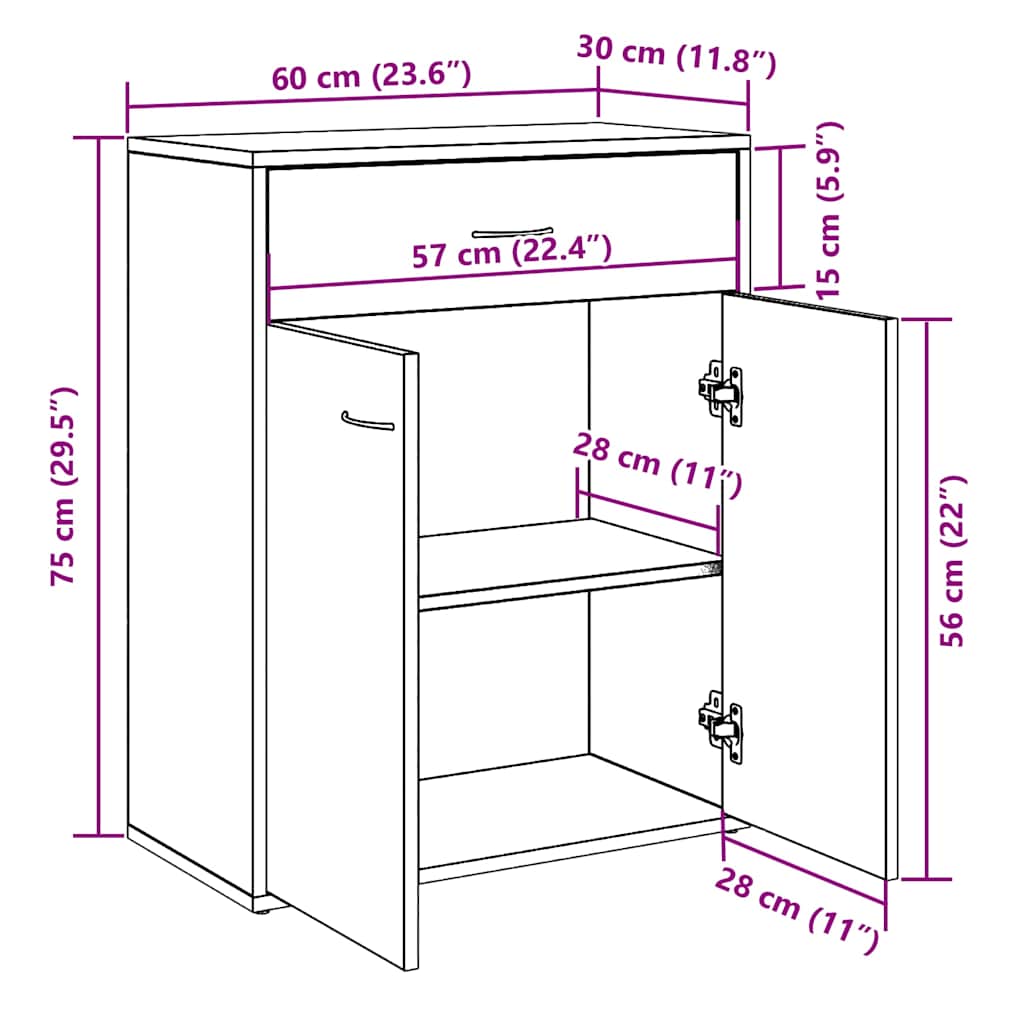 Skjenk Gammelt Tre 60x30x75 cm