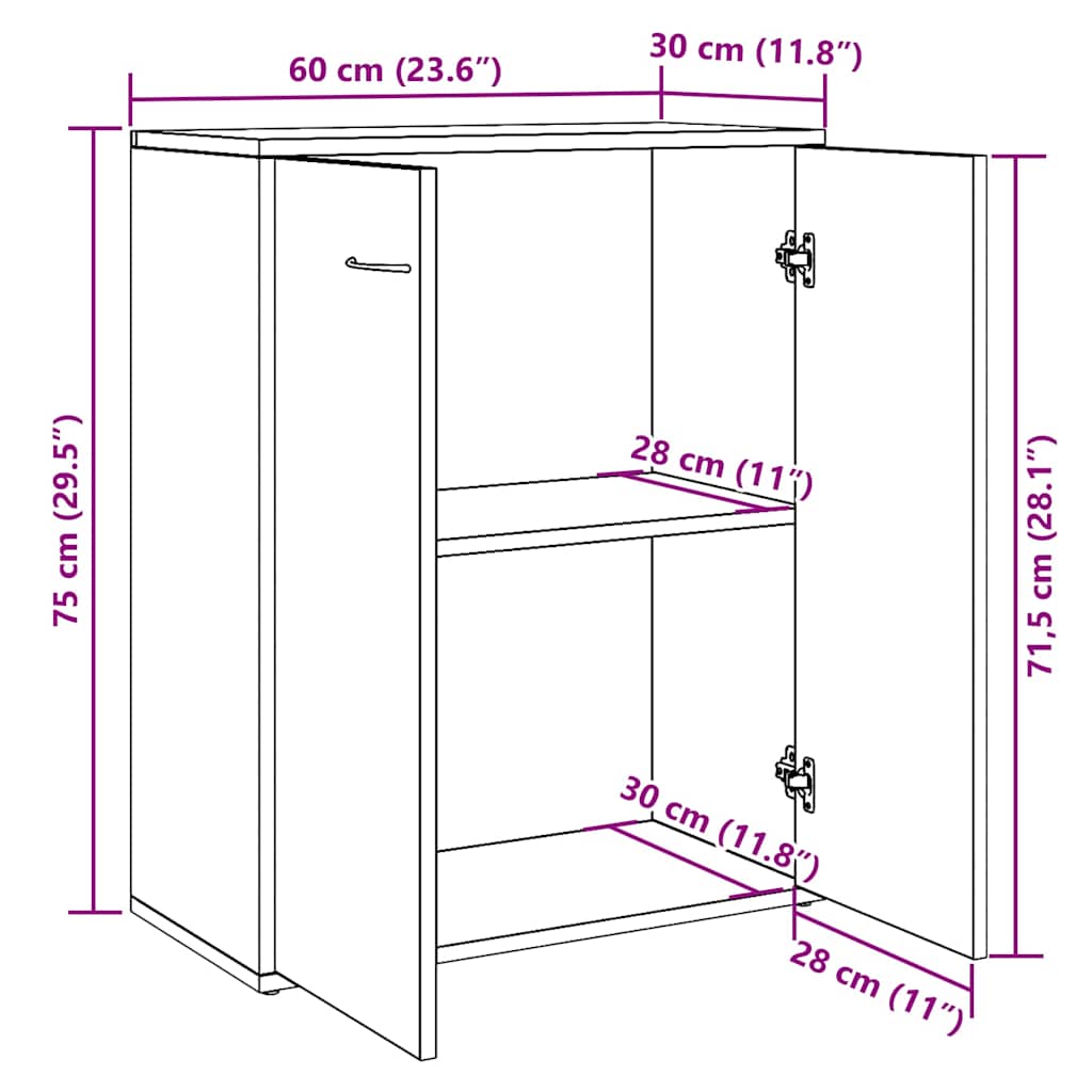 Skjenk Gammelt Tre 60x30x75 cm