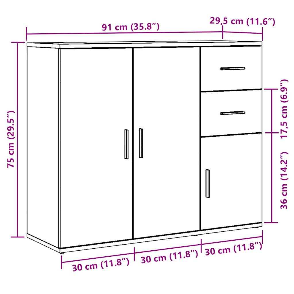 Skjenk Gammelt Tre 91x29,5x75 cm