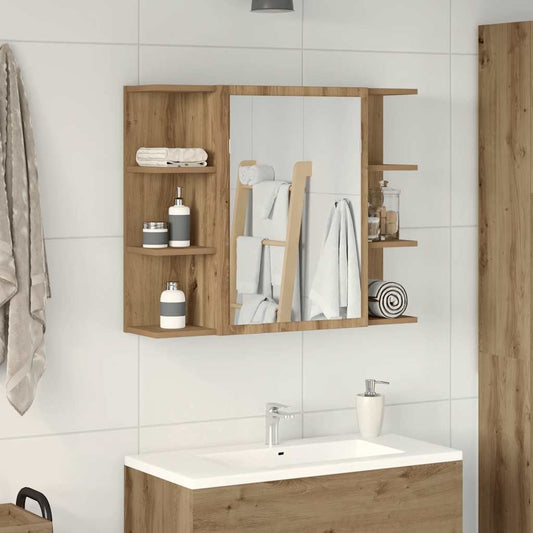 Baderomshylle med speil artisan eik 80x20,5x64cm konstruert tre