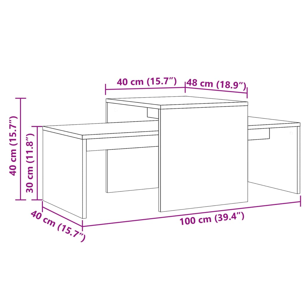 Salongbord Sofabord Artisan Eik 100x48x40 cm