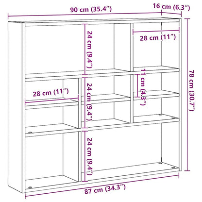 Vegghylle gammelt tre 90x16x78 cm
