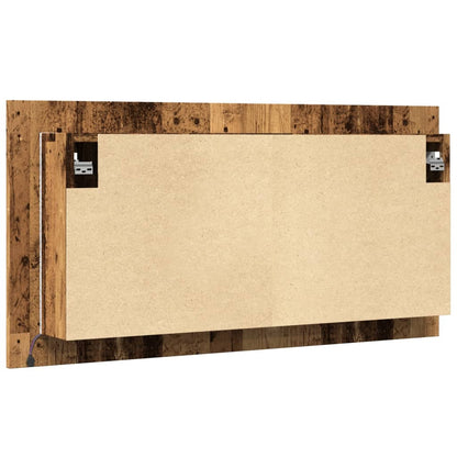 Baderomsspeil Speilskap med LED Gammelt Tre 90x12x45 cm