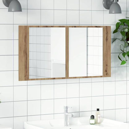 Baderomsspeil Speilskap med LED Artisan Eik 90x12x45 cm
