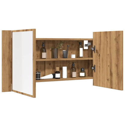 Baderomsspeil Speilskap med LED Artisan Eik 90x12x45 cm