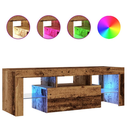 TV-Møbel Gammelt Tre TV-benk med LED-lys 120x36,5x40 cm