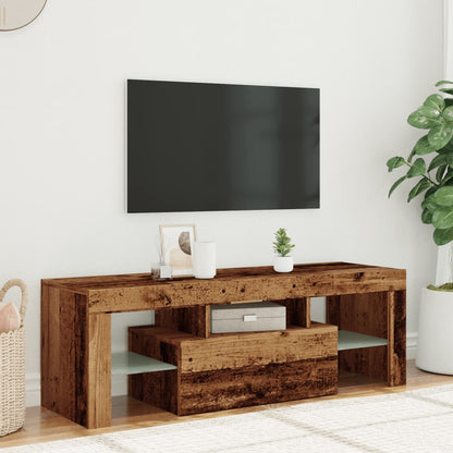 TV-Møbel Gammelt Tre TV-benk med LED-lys 120x36,5x40 cm