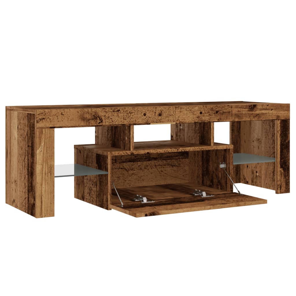 TV-Møbel Gammelt Tre TV-benk med LED-lys 120x36,5x40 cm