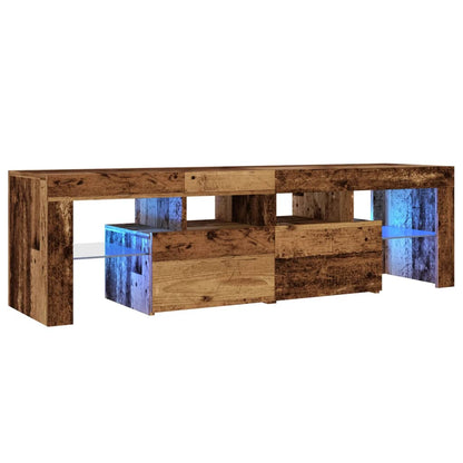 TV-Møbel Gammelt Tre TV-benk med LED-lys 140x36,5x40 cm