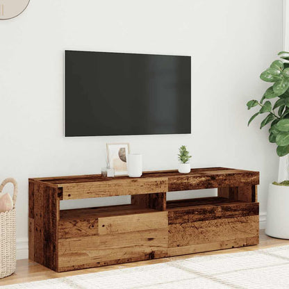 TV-Møbel Gammelt Tre TV-benk med LED-lys 120x35x40 cm