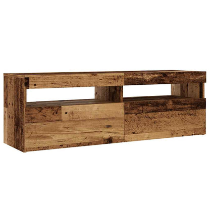 TV-Møbel Gammelt Tre TV-benk med LED-lys 120x35x40 cm