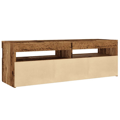 TV-Møbel Gammelt Tre TV-benk med LED-lys 120x35x40 cm