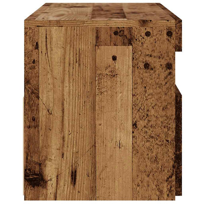 TV-Møbel Gammelt Tre Tv-benk med LED-lys 90x35x40 cm