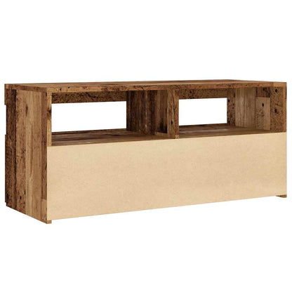 TV-Møbel Gammelt Tre Tv-benk med LED-lys 90x35x40 cm
