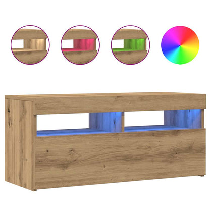 TV-Møbel Artisan Eik Tv-benk med LED-lys 90x35x40 cm