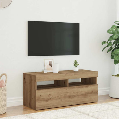 TV-Møbel Artisan Eik Tv-benk med LED-lys 90x35x40 cm