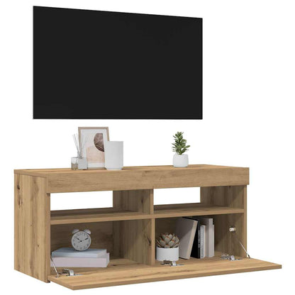 TV-Møbel Artisan Eik Tv-benk med LED-lys 90x35x40 cm