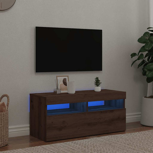 TV-Møbel Artisan Eik Tv-benk med LED-lys 90x35x40 cm