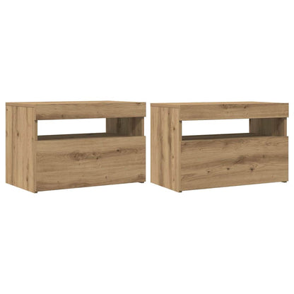 TV-Møbel Artisan Eik Tv-benk med LED-lys 2 stk