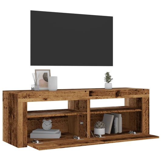 TV-Møbel Gammelt Tre Tv-benk med LED-lys 120x35x40 cm