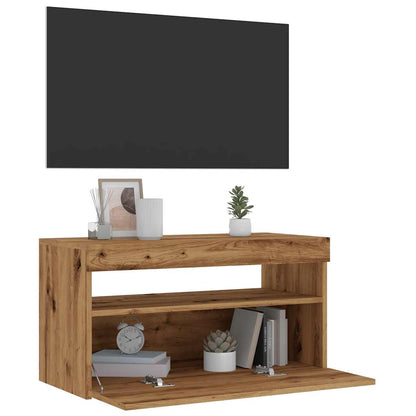 TV-Møbel Artisan Eik Tv-benk med LED-lys 2 stk