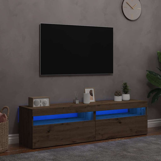 TV-Møbel Artisan Eik Tv-benk med LED-lys 2 stk