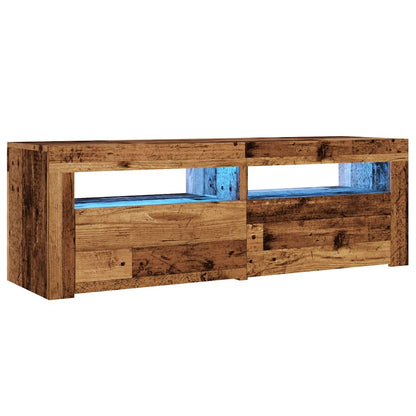 TV-Møbel Gammelt Tre TV-benk med LED-lys 120x35x40 cm