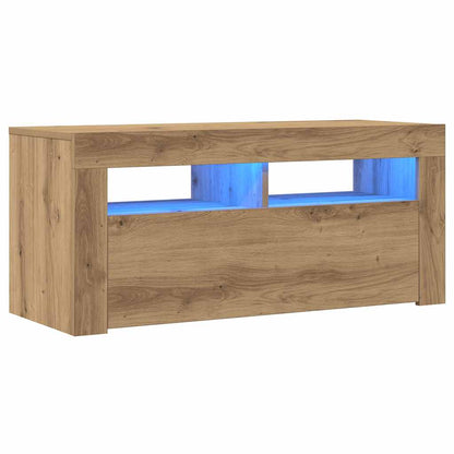 TV-Møbel Artisan Eik TV-benk med LED-lys 90x35x40 cm