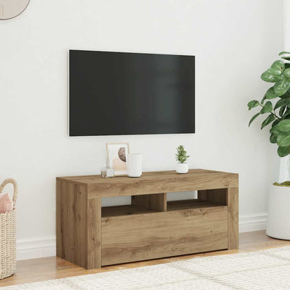 TV-Møbel Artisan Eik TV-benk med LED-lys 90x35x40 cm