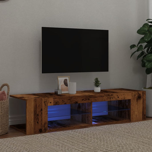 TV-Møbel Gammelt Tre Tv-benk med LED-lys 135x39x30 cm