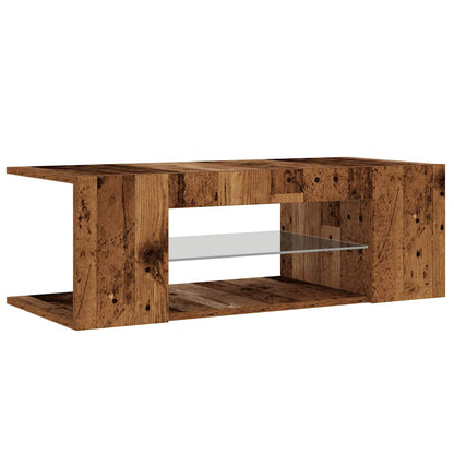 TV-Møbel Gammelt Tre Tv-benk med LED-lys 90x39x30 cm