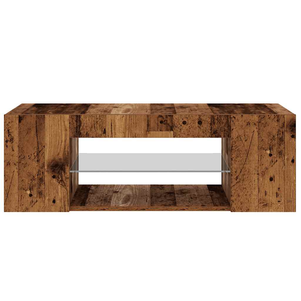 TV-Møbel Gammelt Tre Tv-benk med LED-lys 90x39x30 cm