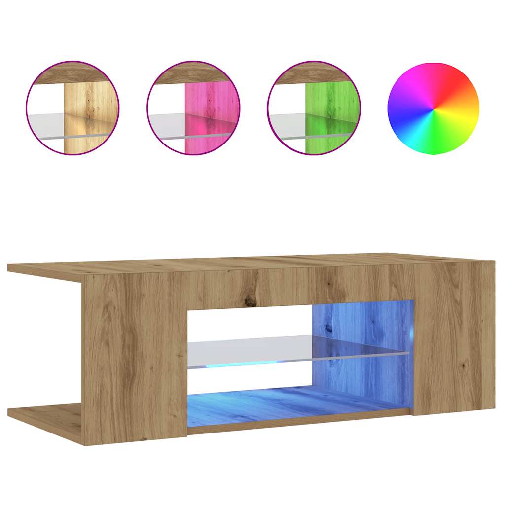 TV-Møbel Artisan Eik Tv-benk med LED-lys 90x39x30 cm