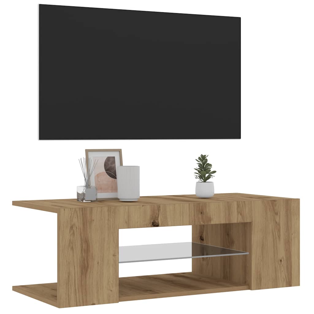 TV-Møbel Artisan Eik Tv-benk med LED-lys 90x39x30 cm