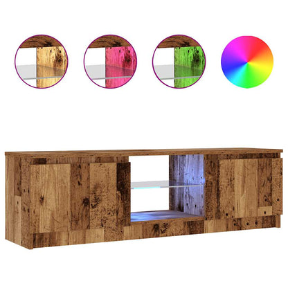 TV-Møbel Gammelt Tre Tv-benk med LED-lys 120x30x36 cm