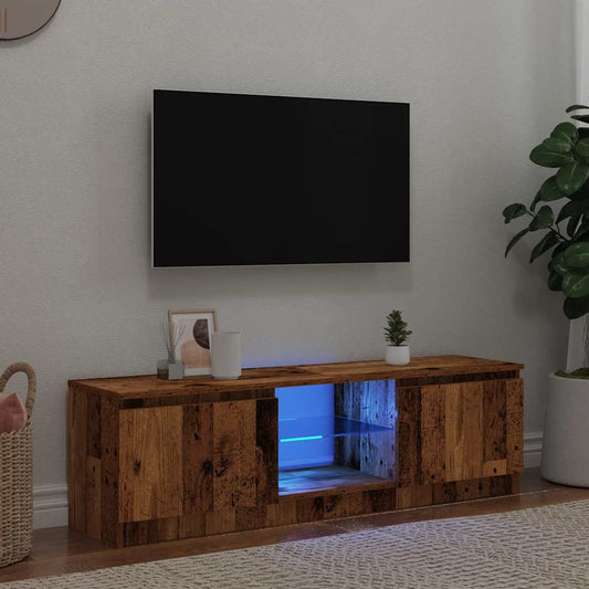 TV-Møbel Gammelt Tre Tv-benk med LED-lys 120x30x36 cm