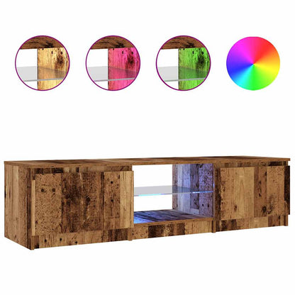 TV-Møbel Gammelt Tre TV-benk med LED-lys 140x40x35,5 cm