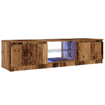TV-Møbel Gammelt Tre TV-benk med LED-lys 140x40x35,5 cm