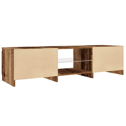 TV-Møbel Gammelt Tre TV-benk med LED-lys 140x40x35,5 cm