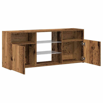 TV-Møbel Gammelt Tre TV-benk med LED-lys 120x30x50 cm