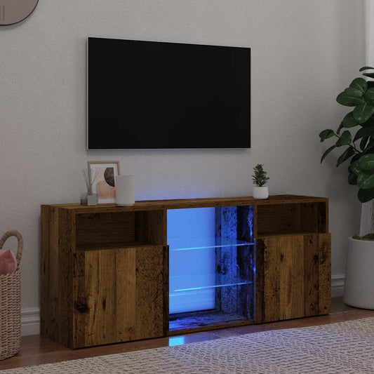 TV-Møbel Gammelt Tre Tv-benk med LED-lys 120x30x50 cm