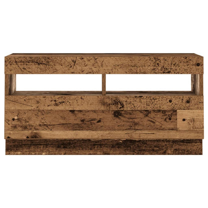 TV-Møbel Gammelt Tre Tv-benk med LED-lys 80x35x40 cm